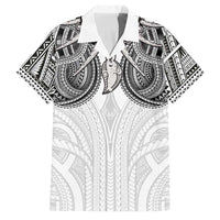 Samoan Traditional Art Tattoos Family Matching Short Sleeve Bodycon Dress and Hawaiian Shirt Tatau Tribal Motifs with Ula Nifo White LT03 Dad's Shirt - Short Sleeve White - Polynesian Pride