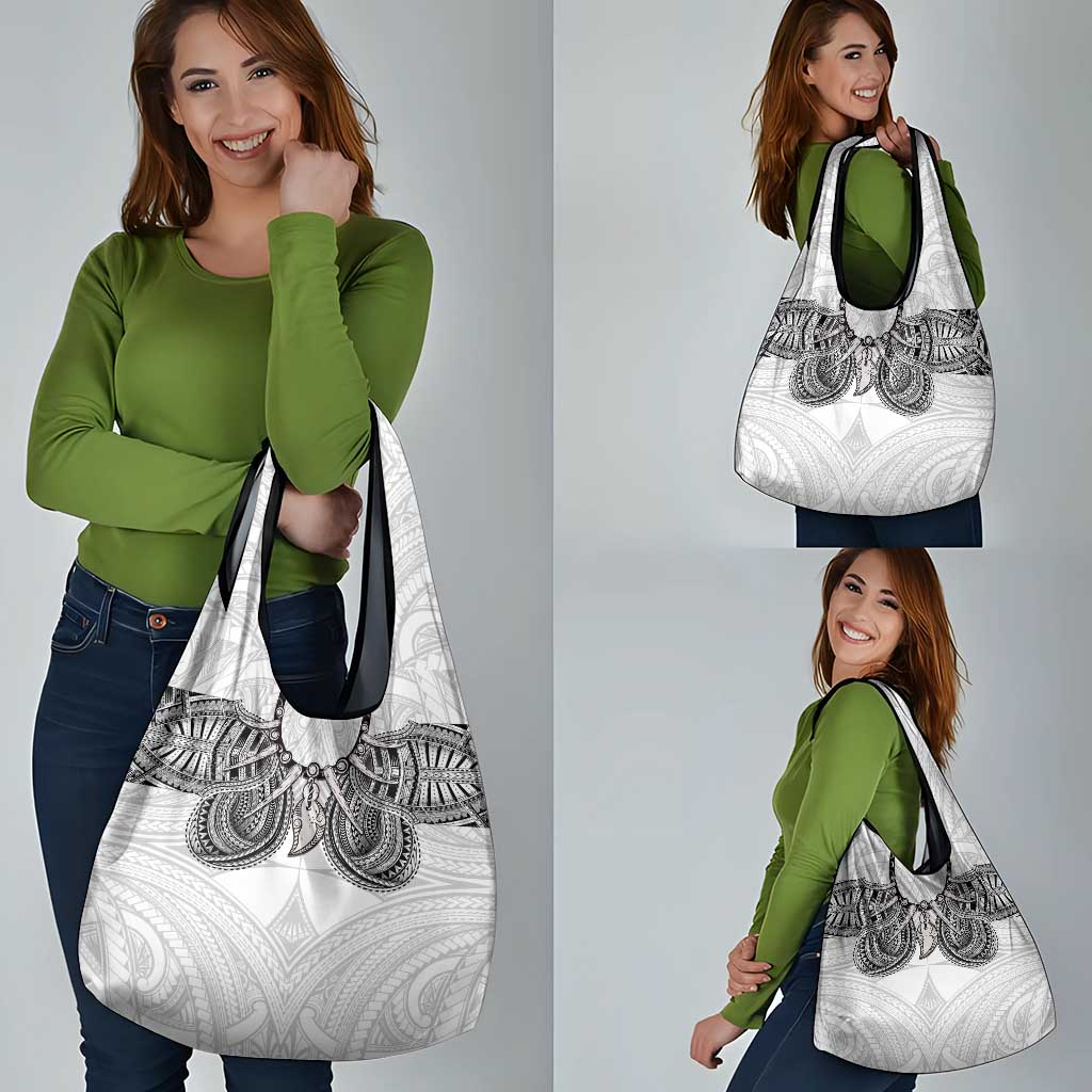 Samoan Traditional Art Tattoos Grocery Bag Tatau Tribal Motifs with Ula Nifo White LT03 - Polynesian Pride