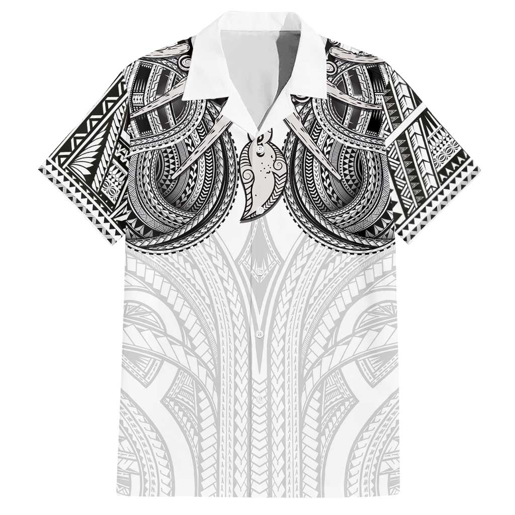 Samoan Traditional Art Tattoos Hawaiian Shirt Tatau Tribal Motifs with Ula Nifo White LT03 White - Polynesian Pride