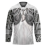 Samoan Traditional Art Tattoos Hockey Jersey Tatau Tribal Motifs with Ula Nifo White LT03 Unisex White - Polynesian Pride