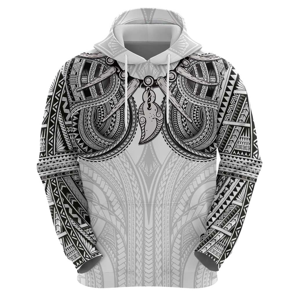 Samoan Traditional Art Tattoos Hoodie Tatau Tribal Motifs with Ula Nifo White LT03 - Polynesian Pride