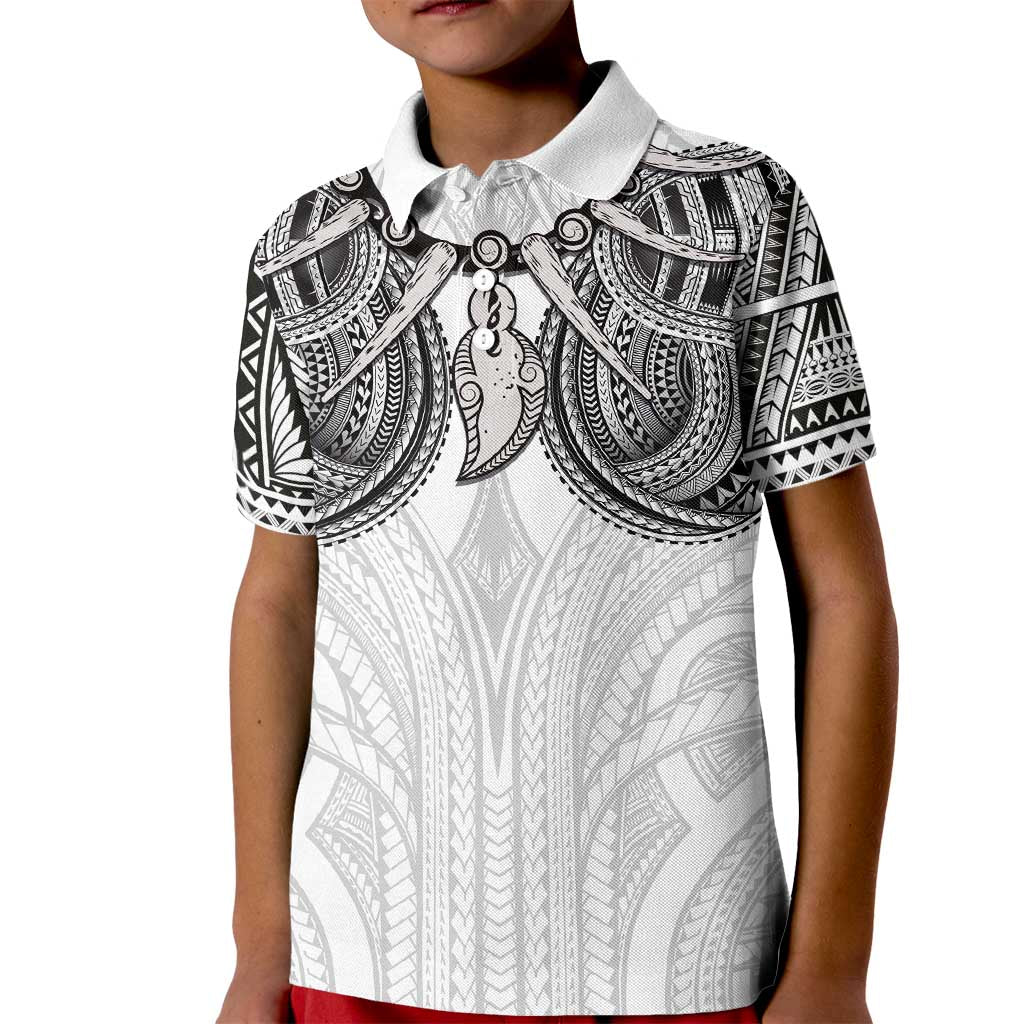 Samoan Traditional Art Tattoos Kid Polo Shirt Tatau Tribal Motifs with Ula Nifo White LT03 Kid White - Polynesian Pride