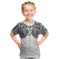 Samoan Traditional Art Tattoos Kid T Shirt Tatau Tribal Motifs with Ula Nifo White LT03 White - Polynesian Pride