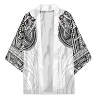 Samoan Traditional Art Tattoos Kimono Tatau Tribal Motifs with Ula Nifo White LT03 Unisex White - Polynesian Pride