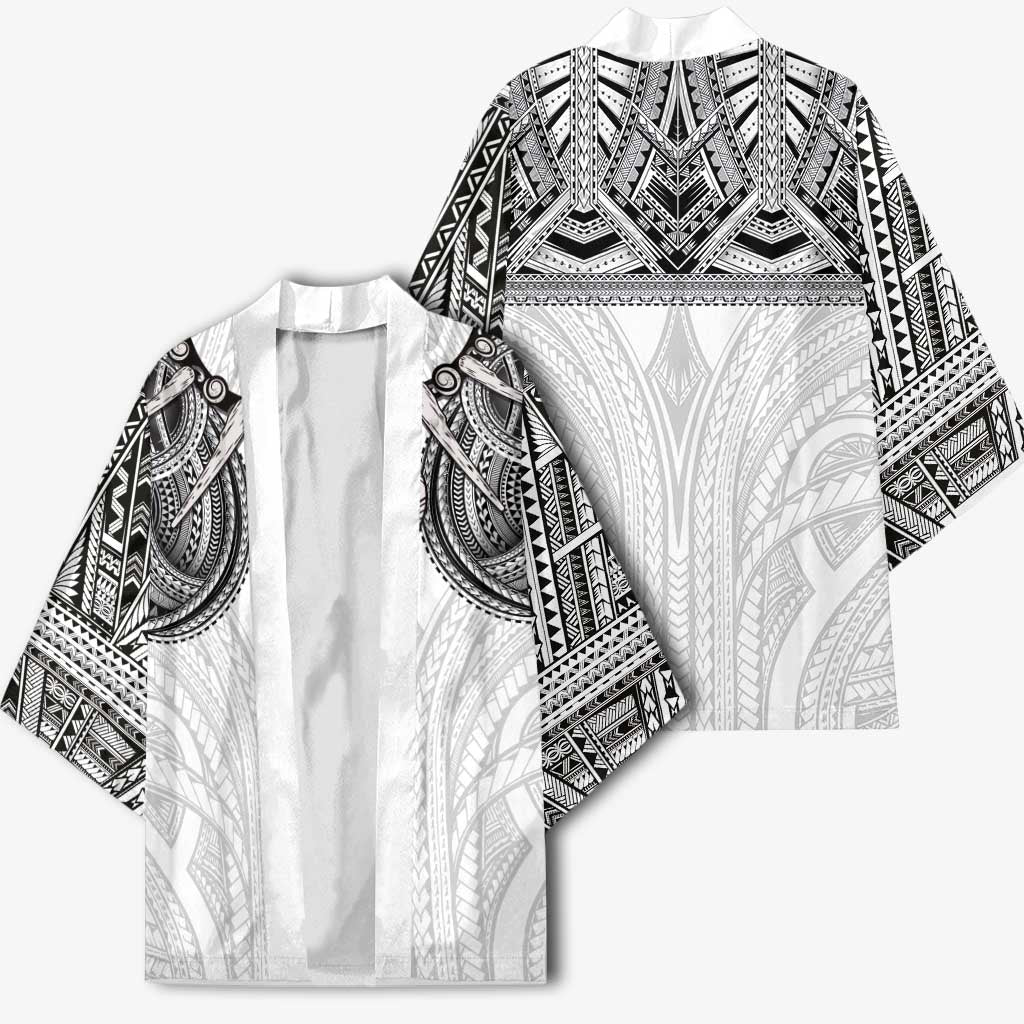 Samoan Traditional Art Tattoos Kimono Tatau Tribal Motifs with Ula Nifo White LT03 - Polynesian Pride