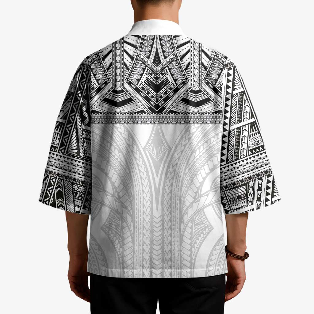 Samoan Traditional Art Tattoos Kimono Tatau Tribal Motifs with Ula Nifo White LT03 - Polynesian Pride
