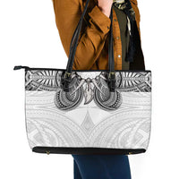 Samoan Traditional Art Tattoos Leather Tote Bag Tatau Tribal Motifs with Ula Nifo White LT03 - Polynesian Pride