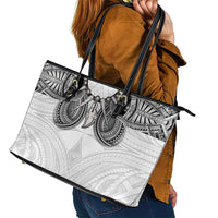 Samoan Traditional Art Tattoos Leather Tote Bag Tatau Tribal Motifs with Ula Nifo White LT03 - Polynesian Pride