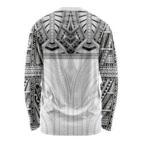 Samoan Traditional Art Tattoos Long Sleeve Shirt Tatau Tribal Motifs with Ula Nifo White LT03 - Polynesian Pride