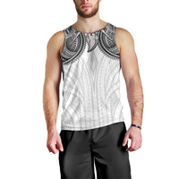 Samoan Traditional Art Tattoos Men Tank Top Tatau Tribal Motifs with Ula Nifo White LT03 - Polynesian Pride