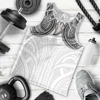 Samoan Traditional Art Tattoos Men Tank Top Tatau Tribal Motifs with Ula Nifo White LT03 - Polynesian Pride