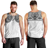 Samoan Traditional Art Tattoos Men Tank Top Tatau Tribal Motifs with Ula Nifo White LT03 - Polynesian Pride
