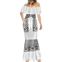Samoan Traditional Art Tattoos Mermaid Dress Tatau Tribal Motifs with Ula Nifo White LT03 - Polynesian Pride