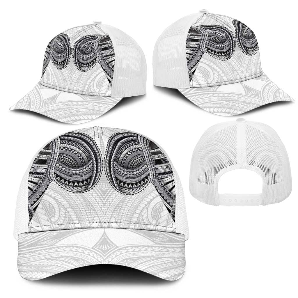 Samoan Traditional Art Tattoos Mesh Trucker Cap Tatau Tribal Motifs with Ula Nifo White LT03 - Polynesian Pride