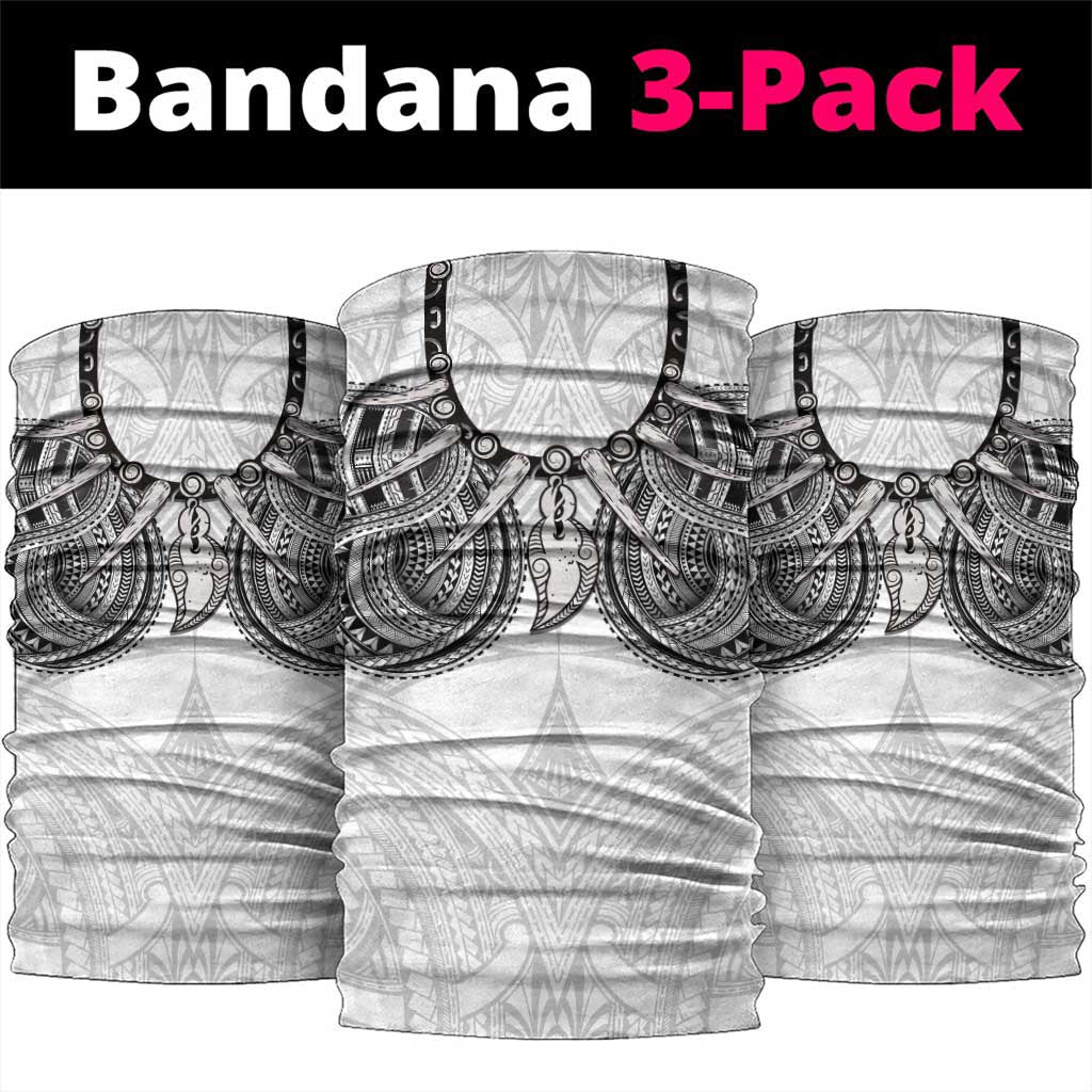 Samoan Traditional Art Tattoos Neck Gaiter Tatau Tribal Motifs with Ula Nifo White LT03 package One Size: 25*50cm White - Polynesian Pride
