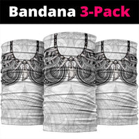 Samoan Traditional Art Tattoos Neck Gaiter Tatau Tribal Motifs with Ula Nifo White LT03 package One Size: 25*50cm White - Polynesian Pride