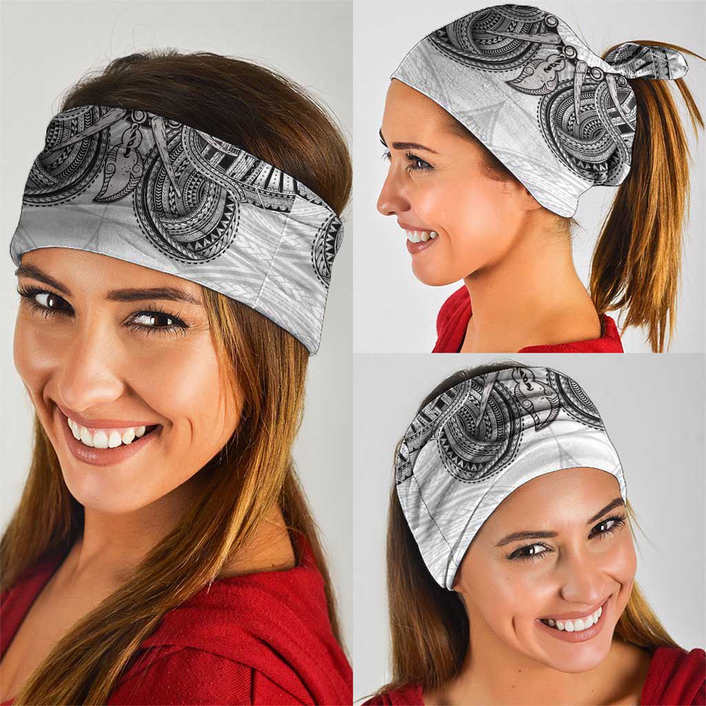 Samoan Traditional Art Tattoos Neck Gaiter Tatau Tribal Motifs with Ula Nifo White LT03 - Polynesian Pride