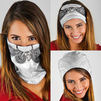 Samoan Traditional Art Tattoos Neck Gaiter Tatau Tribal Motifs with Ula Nifo White LT03 - Polynesian Pride