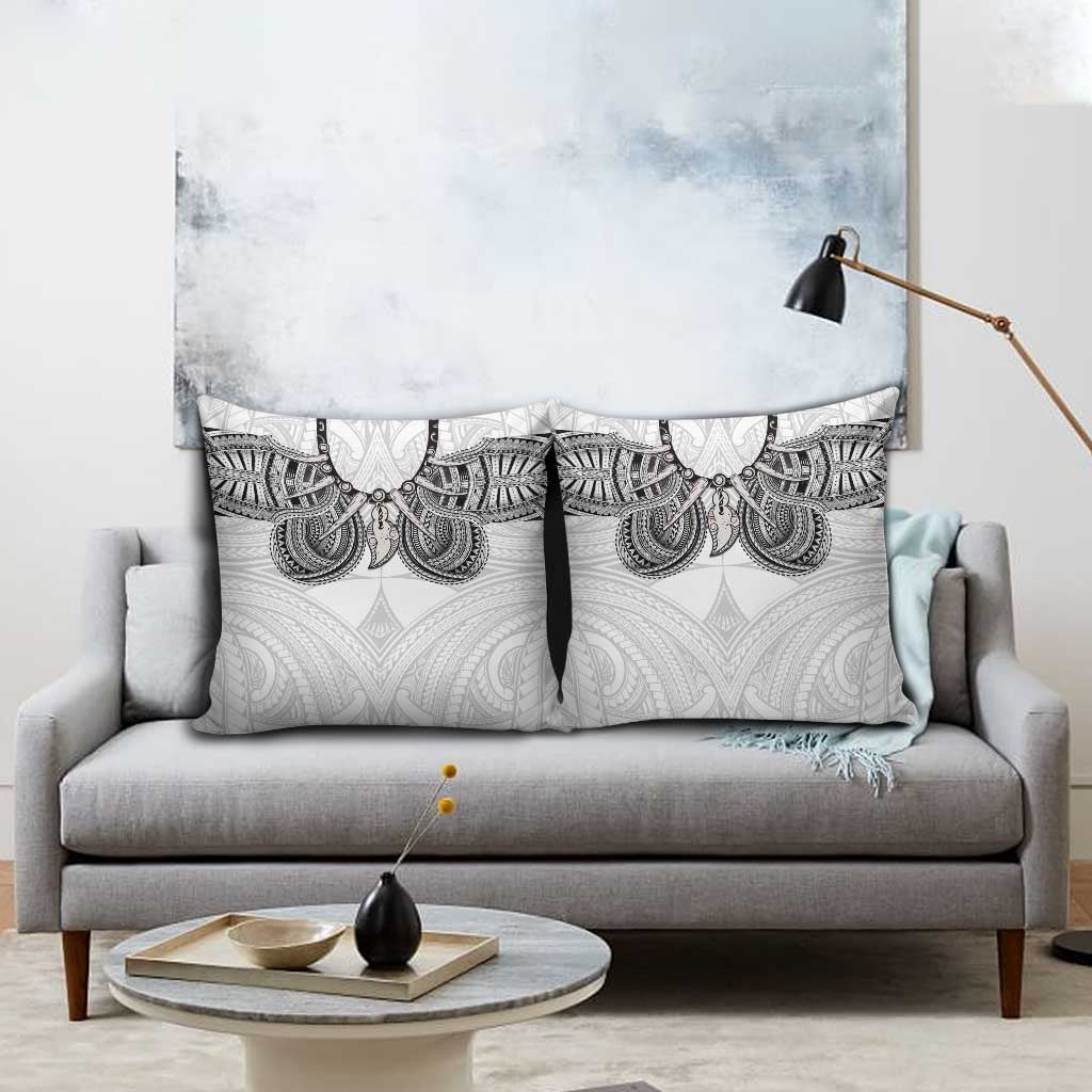 Samoan Traditional Art Tattoos Pillow Cover Tatau Tribal Motifs with Ula Nifo White LT03 - Polynesian Pride