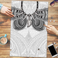 Samoan Traditional Art Tattoos Puzzle Tatau Tribal Motifs with Ula Nifo White LT03 White - Polynesian Pride