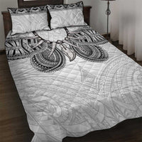 Samoan Traditional Art Tattoos Quilt Bed Set Tatau Tribal Motifs with Ula Nifo White LT03 White - Polynesian Pride