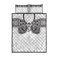 Samoan Traditional Art Tattoos Quilt Bed Set Tatau Tribal Motifs with Ula Nifo White LT03 - Polynesian Pride