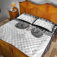 Samoan Traditional Art Tattoos Quilt Bed Set Tatau Tribal Motifs with Ula Nifo White LT03 - Polynesian Pride