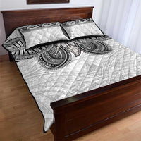 Samoan Traditional Art Tattoos Quilt Bed Set Tatau Tribal Motifs with Ula Nifo White LT03 - Polynesian Pride