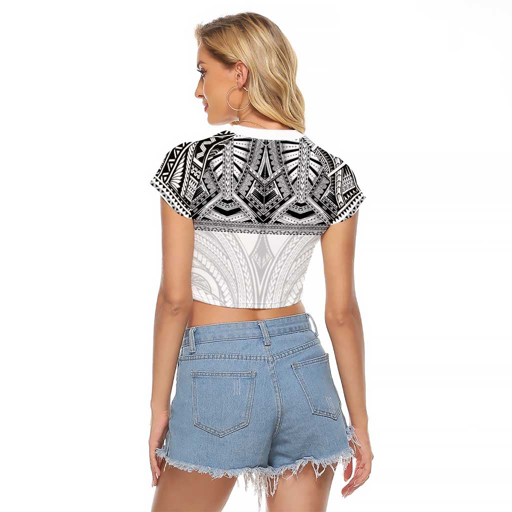 Samoan Traditional Art Tattoos Raglan Cropped T Shirt Tatau Tribal Motifs with Ula Nifo White LT03 - Polynesian Pride