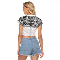 Samoan Traditional Art Tattoos Raglan Cropped T Shirt Tatau Tribal Motifs with Ula Nifo White LT03 - Polynesian Pride