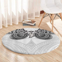 Samoan Traditional Art Tattoos Round Carpet Tatau Tribal Motifs with Ula Nifo White LT03 - Polynesian Pride