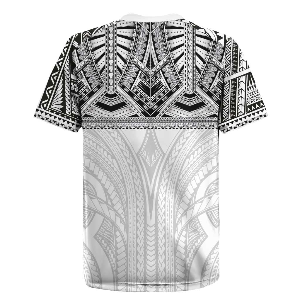 Samoan Traditional Art Tattoos Rugby Jersey Tatau Tribal Motifs with Ula Nifo White LT03 - Polynesian Pride