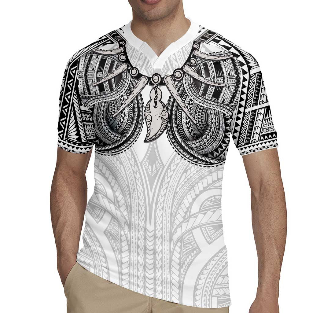 Samoan Traditional Art Tattoos Rugby Jersey Tatau Tribal Motifs with Ula Nifo White LT03 - Polynesian Pride