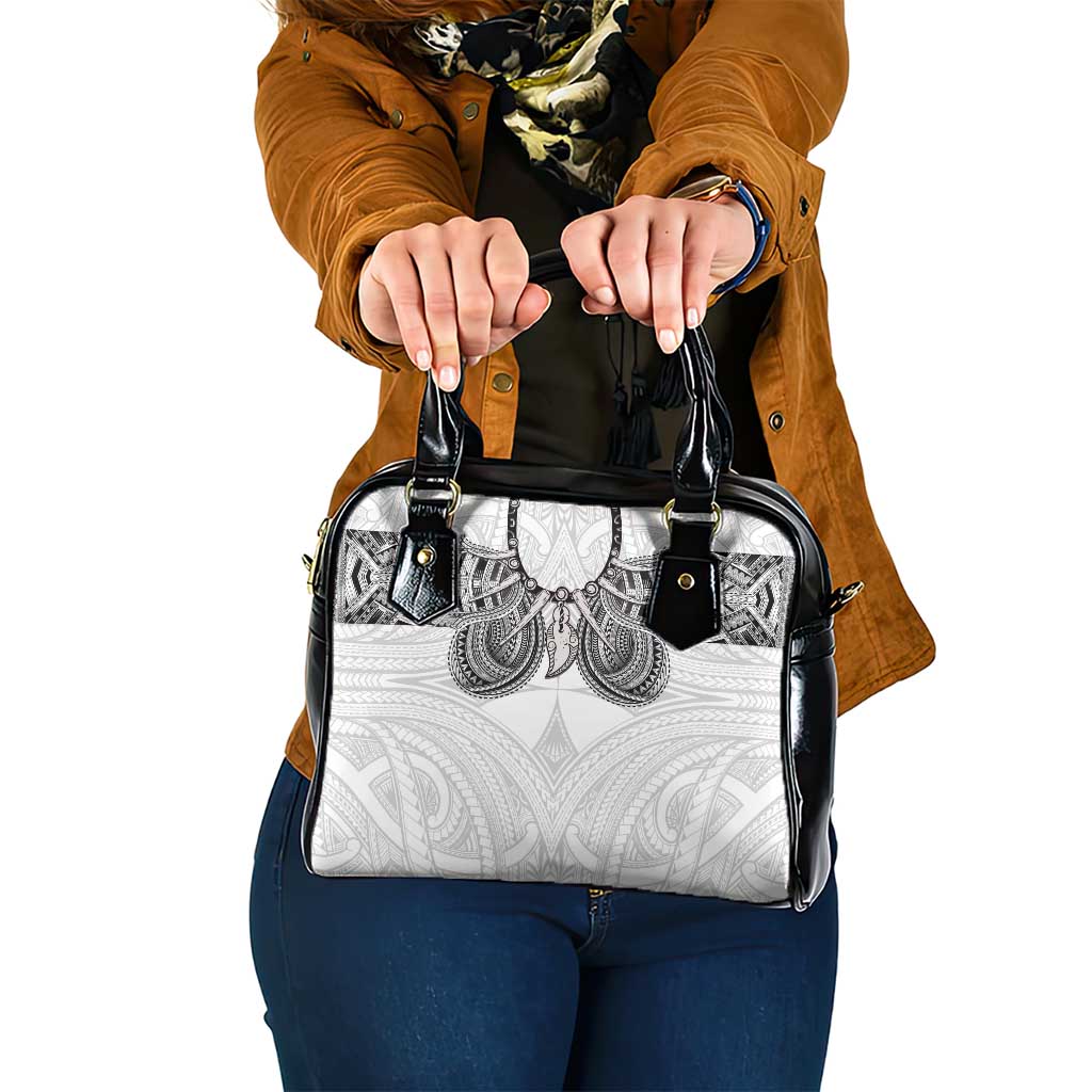 Samoan Traditional Art Tattoos Shoulder Handbag Tatau Tribal Motifs with Ula Nifo White LT03 One Size White - Polynesian Pride