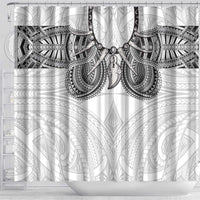 Samoan Traditional Art Tattoos Shower Curtain Tatau Tribal Motifs with Ula Nifo White LT03 - Polynesian Pride