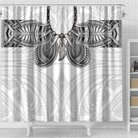Samoan Traditional Art Tattoos Shower Curtain Tatau Tribal Motifs with Ula Nifo White LT03 - Polynesian Pride