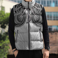 Samoan Traditional Art Tattoos Sleeveless Puffer Jacket Tatau Tribal Motifs with Ula Nifo White LT03 - Polynesian Pride