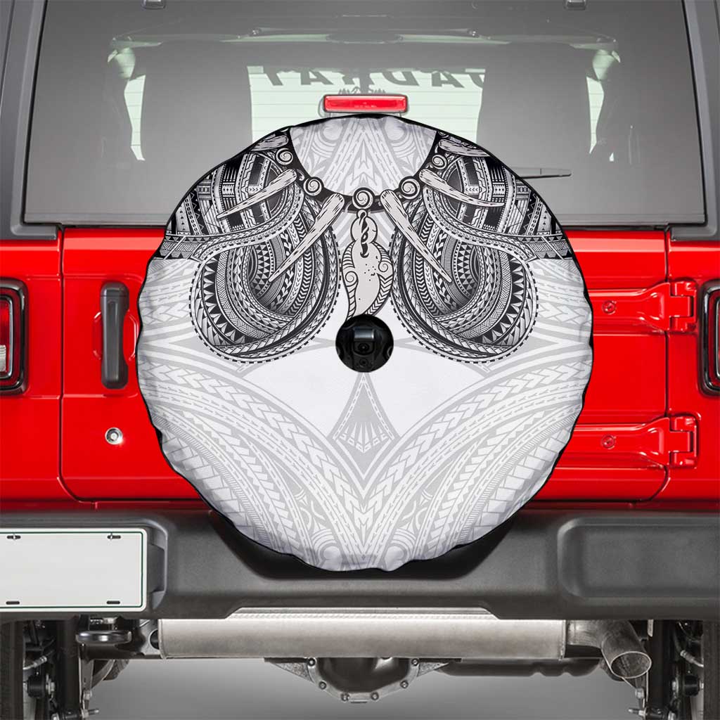 Samoan Traditional Art Tattoos Spare Tire Cover Tatau Tribal Motifs with Ula Nifo White LT03 - Polynesian Pride