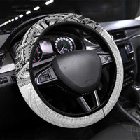 Samoan Traditional Art Tattoos Steering Wheel Cover Tatau Tribal Motifs with Ula Nifo White LT03 Universal Fit White - Polynesian Pride