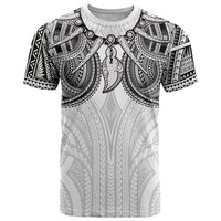 Samoan Traditional Art Tattoos T Shirt Tatau Tribal Motifs with Ula Nifo White LT03 White - Polynesian Pride