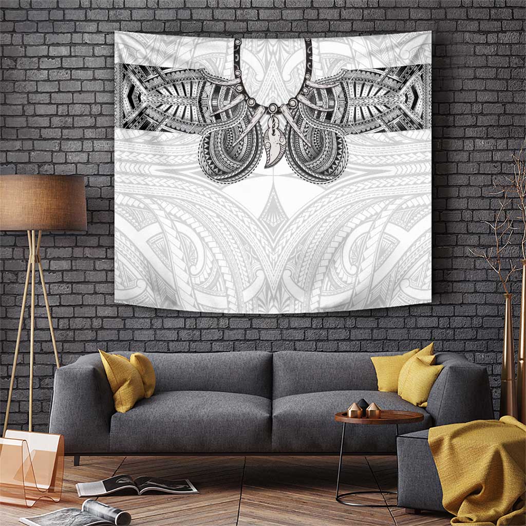 Samoan Traditional Art Tattoos Tapestry Tatau Tribal Motifs with Ula Nifo White LT03 White - Polynesian Pride