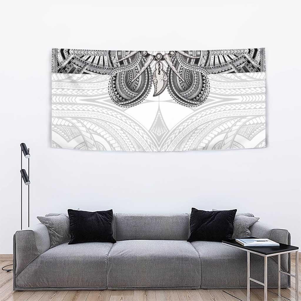 Samoan Traditional Art Tattoos Tapestry Tatau Tribal Motifs with Ula Nifo White LT03 - Polynesian Pride
