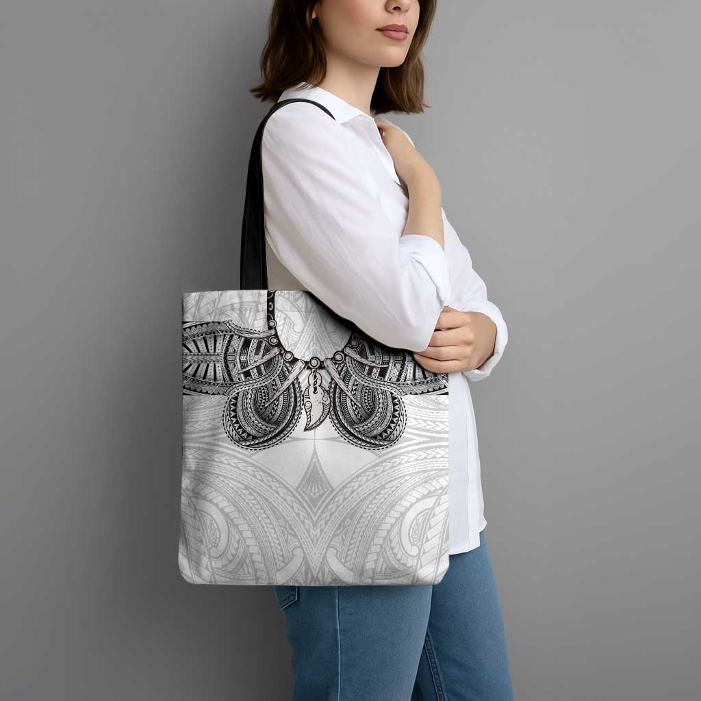 Samoan Traditional Art Tattoos Tote Bag Tatau Tribal Motifs with Ula Nifo White LT03 - Polynesian Pride