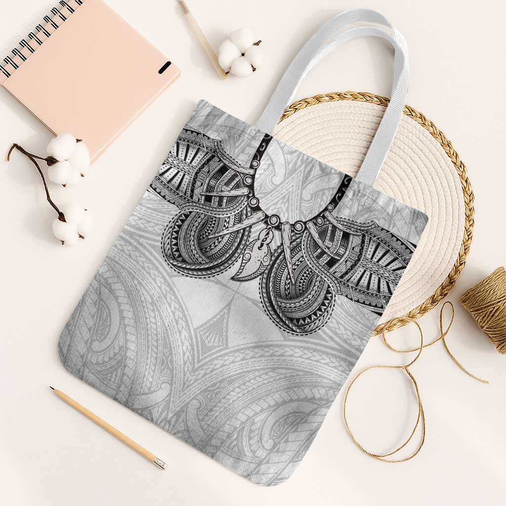 Samoan Traditional Art Tattoos Tote Bag Tatau Tribal Motifs with Ula Nifo White LT03 White Strap One Size White - Polynesian Pride