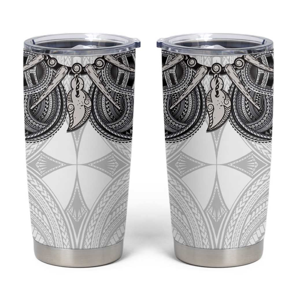 Samoan Traditional Art Tattoos Tumbler Cup Tatau Tribal Motifs with Ula Nifo White LT03 White - Polynesian Pride