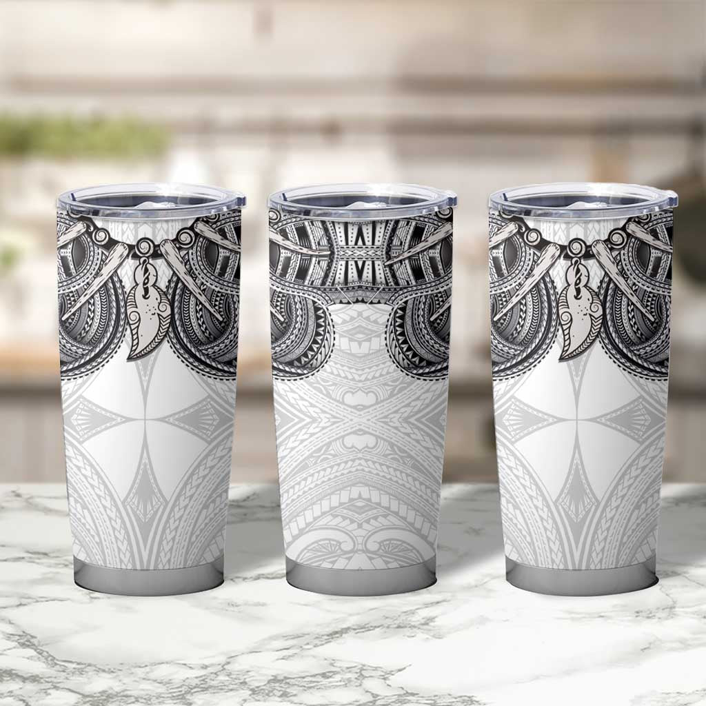 Samoan Traditional Art Tattoos Tumbler Cup Tatau Tribal Motifs with Ula Nifo White LT03 - Polynesian Pride