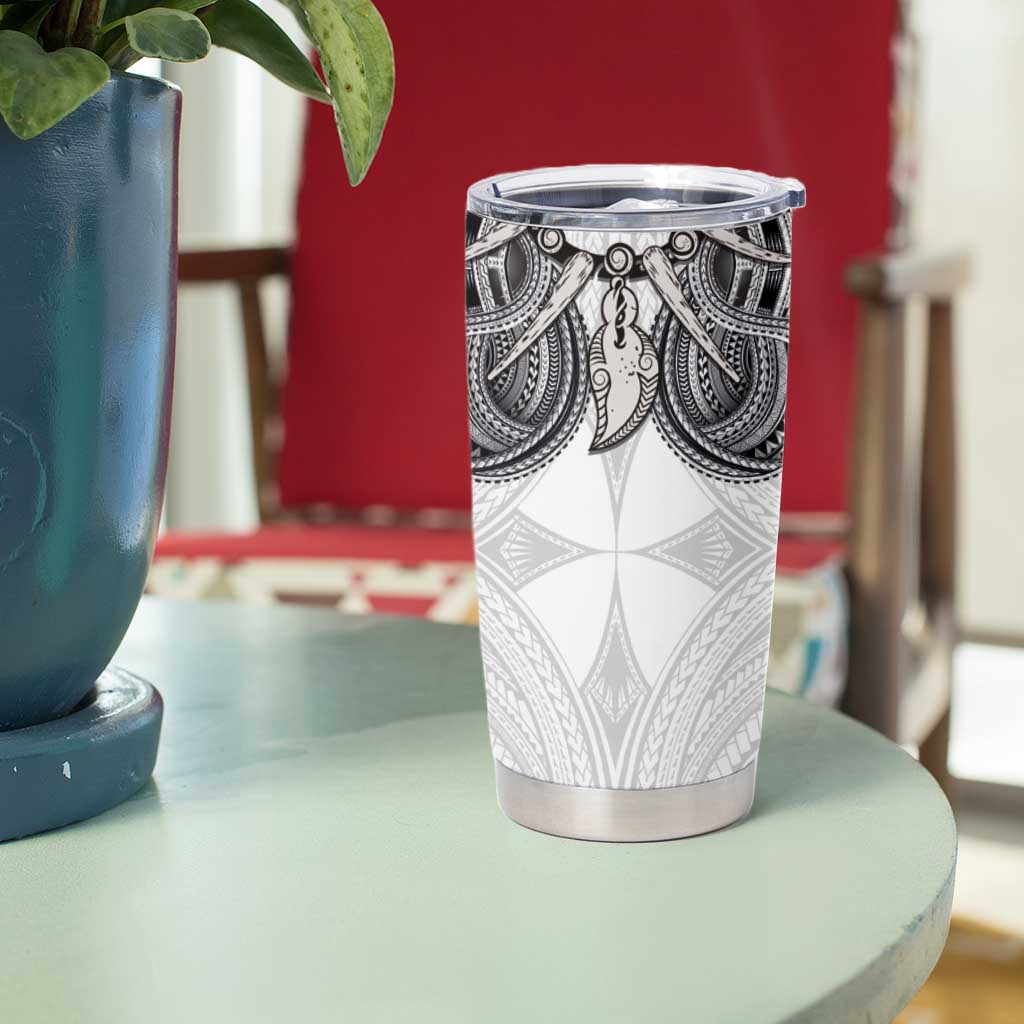 Samoan Traditional Art Tattoos Tumbler Cup Tatau Tribal Motifs with Ula Nifo White LT03 - Polynesian Pride