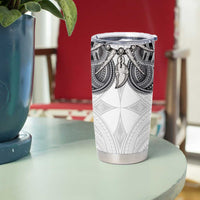 Samoan Traditional Art Tattoos Tumbler Cup Tatau Tribal Motifs with Ula Nifo White LT03 - Polynesian Pride