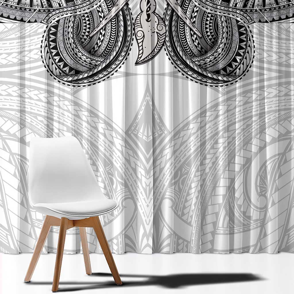 Samoan Traditional Art Tattoos Window Curtain Tatau Tribal Motifs with Ula Nifo White LT03 - Polynesian Pride