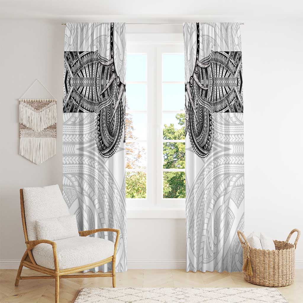 Samoan Traditional Art Tattoos Window Curtain Tatau Tribal Motifs with Ula Nifo White LT03 - Polynesian Pride